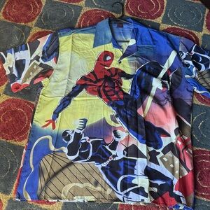 Spiderman Multicolor Graphic Button Down Shirt